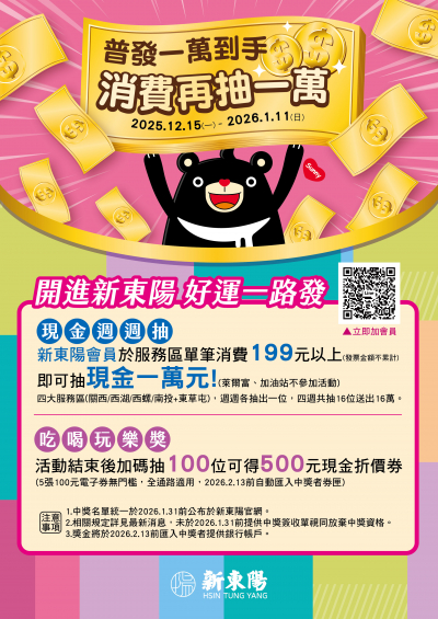 【國道服務區】會員消費抽一萬