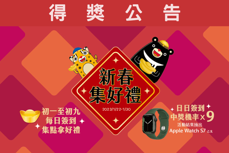 【得獎公告】新春集好禮-Apple Watch S7