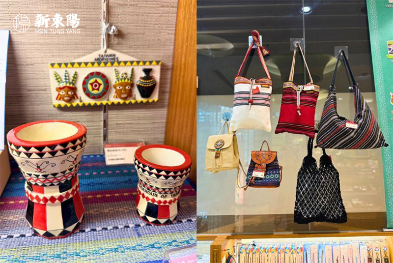 原住民精藝品展售區內展示多款台灣濃厚原住民風的特色產品。