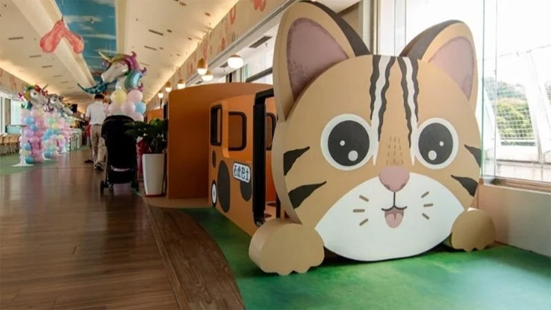 西湖服務區的石虎列車，萌趣十足。 圖／新東陽 提供