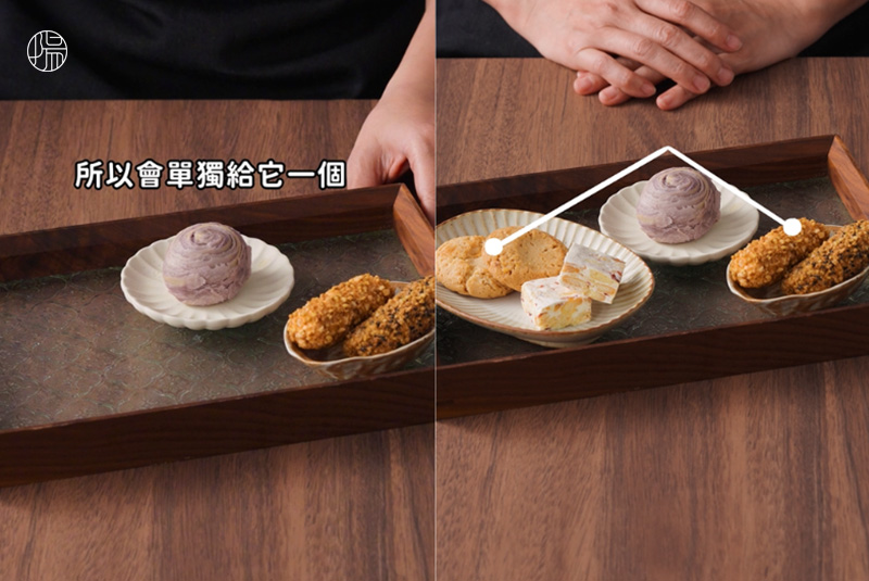 當遇到顏色相近的糕點時,千萬別並排!
