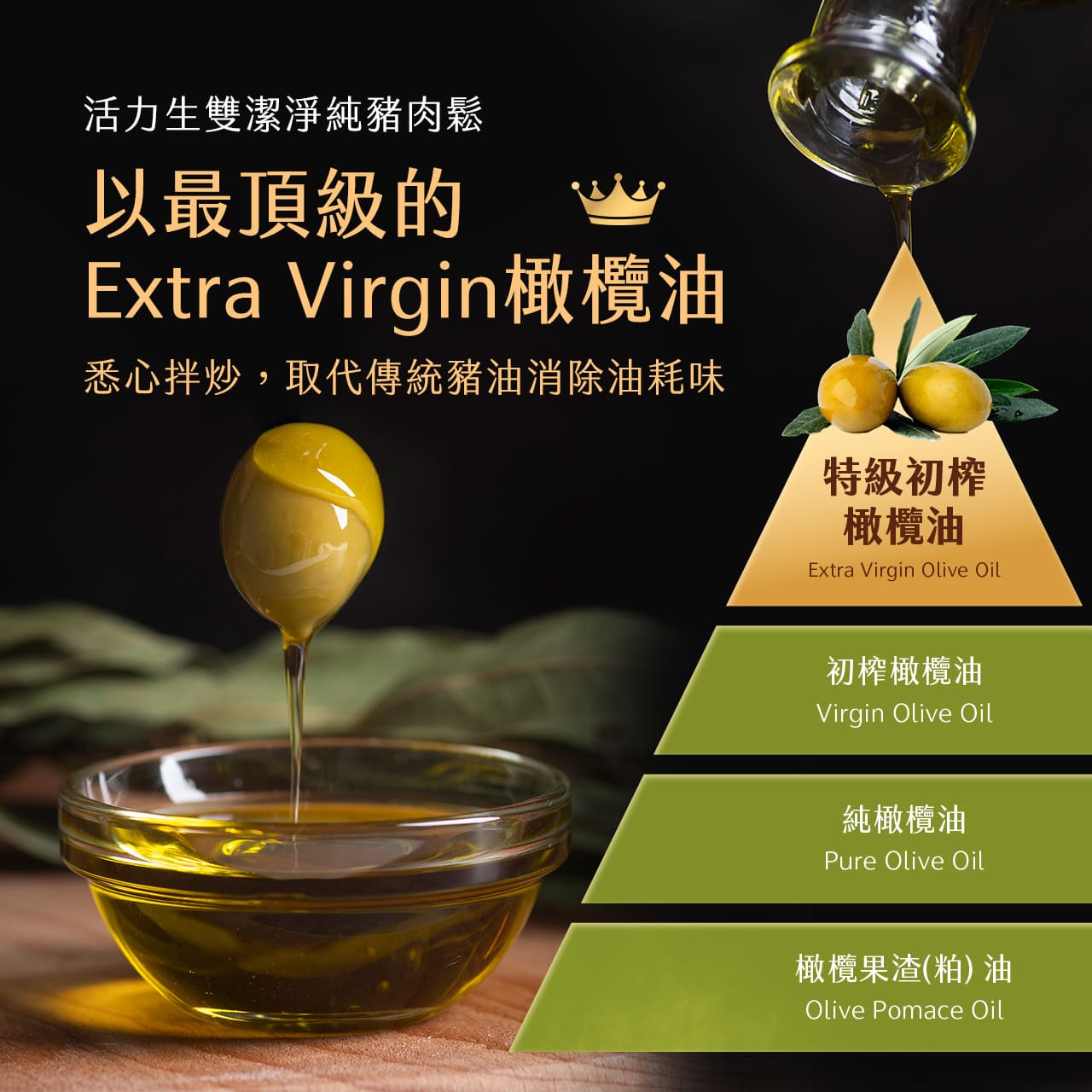 活力生雙潔淨純豬肉鬆選用頂級橄欖油製作